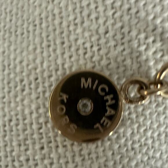 Michael Kors Padlock Necklace Gold tone Chain Ribbed Pendant Lock Classic Retro - Picture 9 of 13